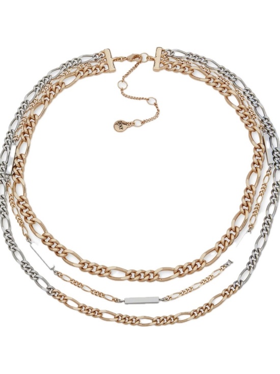 Dkny Jewelry - DKNY Two-Tone Bar & Chain Layered Collar Necklace, 16" + 3" extender/